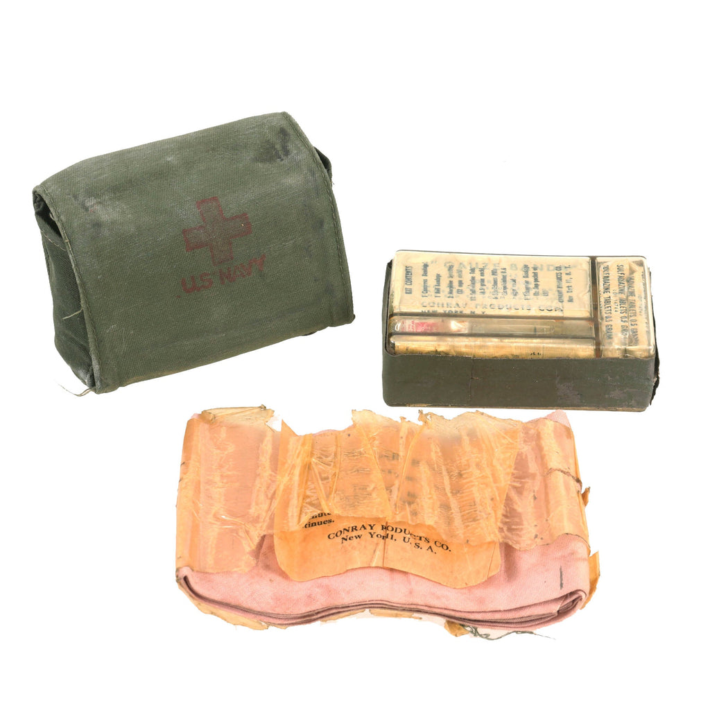 Original U.S. WWII Naval Aviator Individual First Aid Kit - Complete with Unopened Contents Original Items