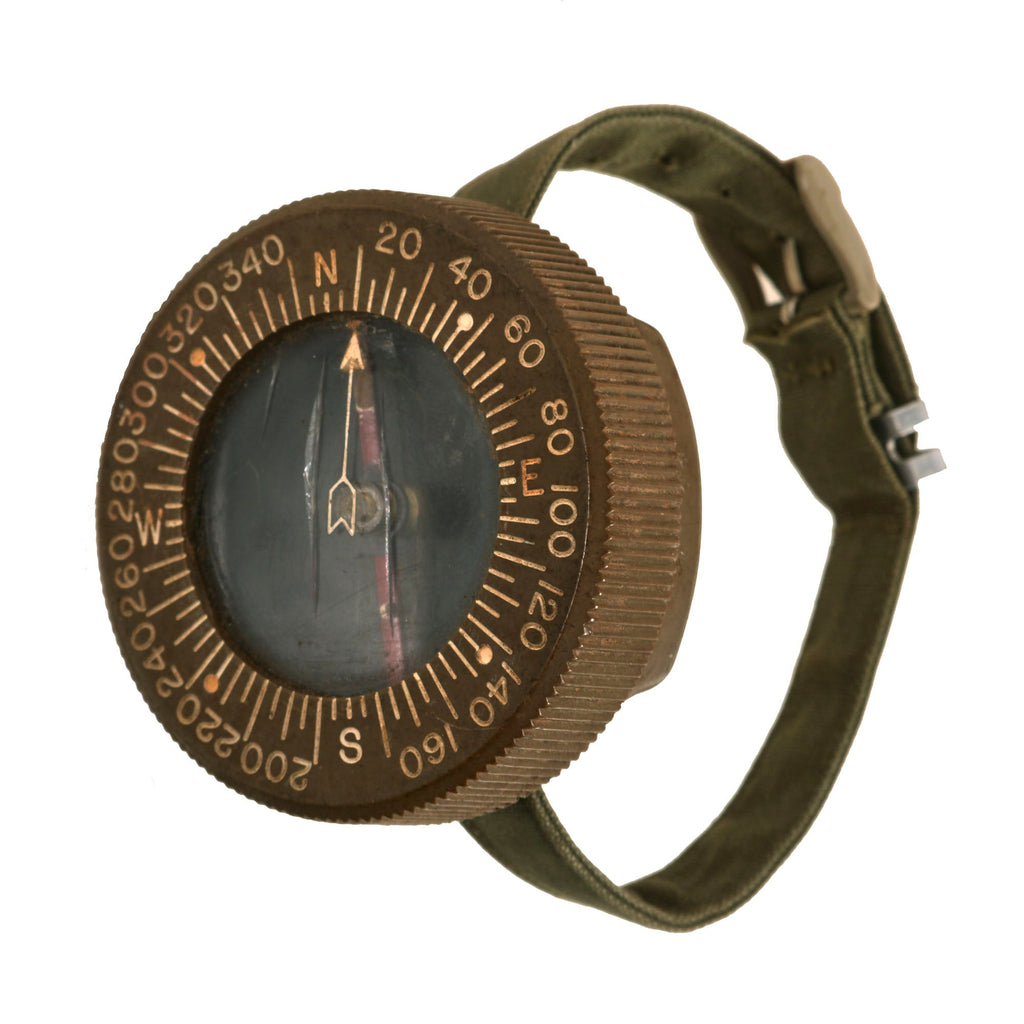 Original U.S. WWII US Army Corps of Engineers Wrist Compass by Superior Magneto Corporation with Leather Wristband - Dated July 1944 Original Items