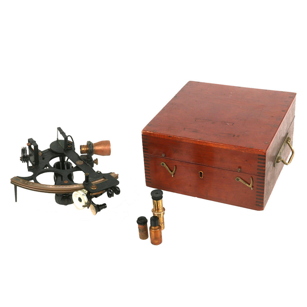 Original U.S. WWII Navy British-Made HUSUN Ship's Navigational Sextant Husun Dated 1943 By Hughes & Son in Original Case Original Items