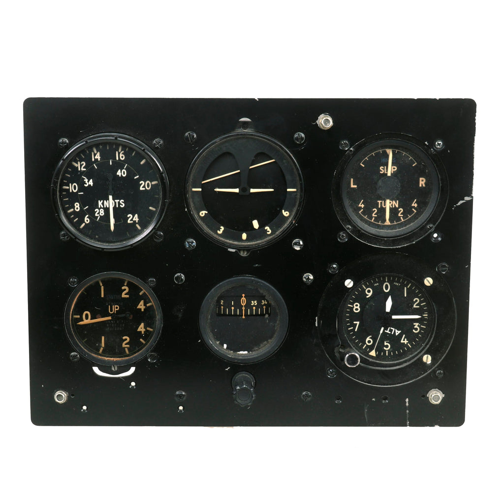 Original Post-WWII Army Air Corps Aircraft Gauges Training Aid Panel - 6 Gauges Original Items