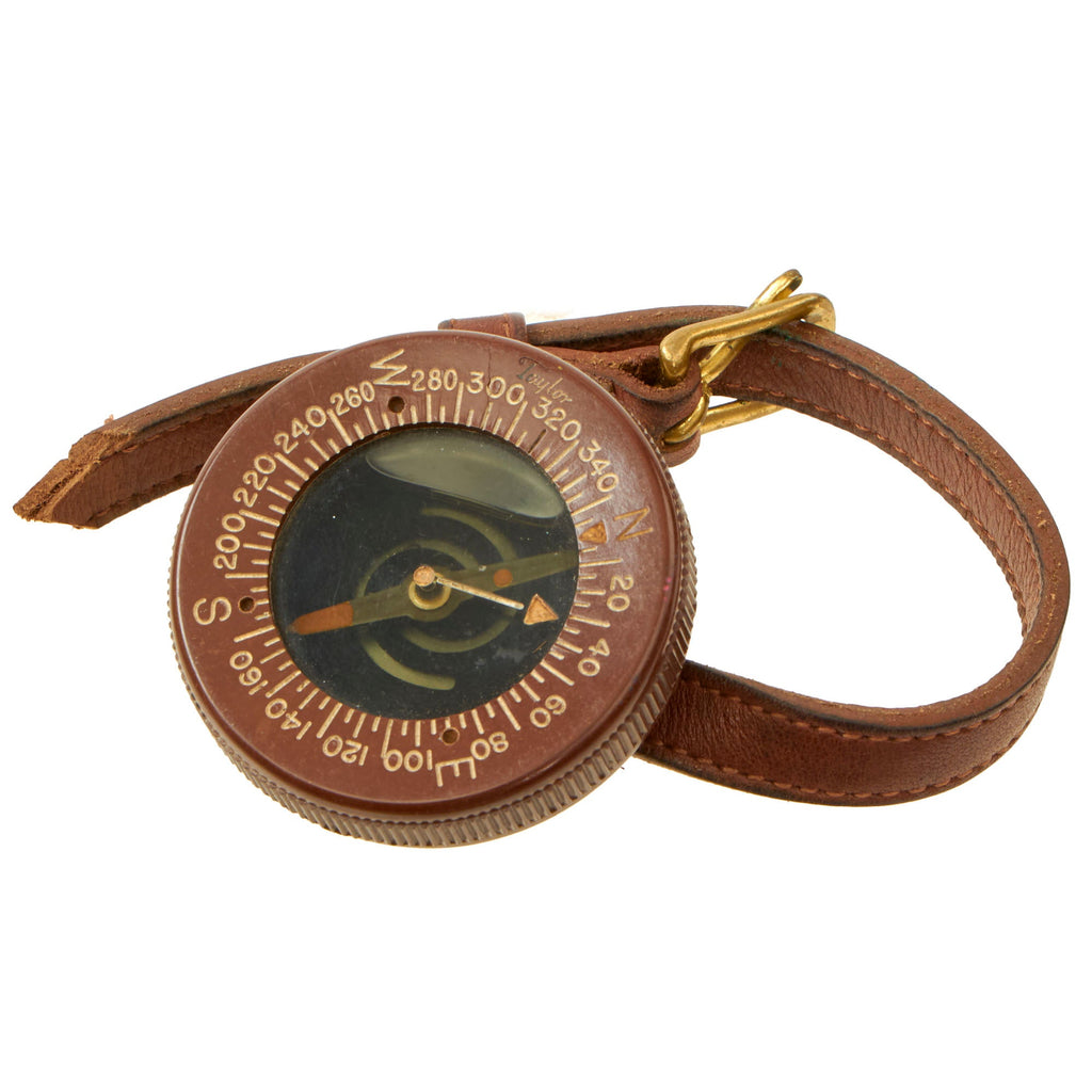 Original U.S. WWII Paratrooper Liquid Filled Wrist Compass by Taylor with Leather Wrist Band Original Items