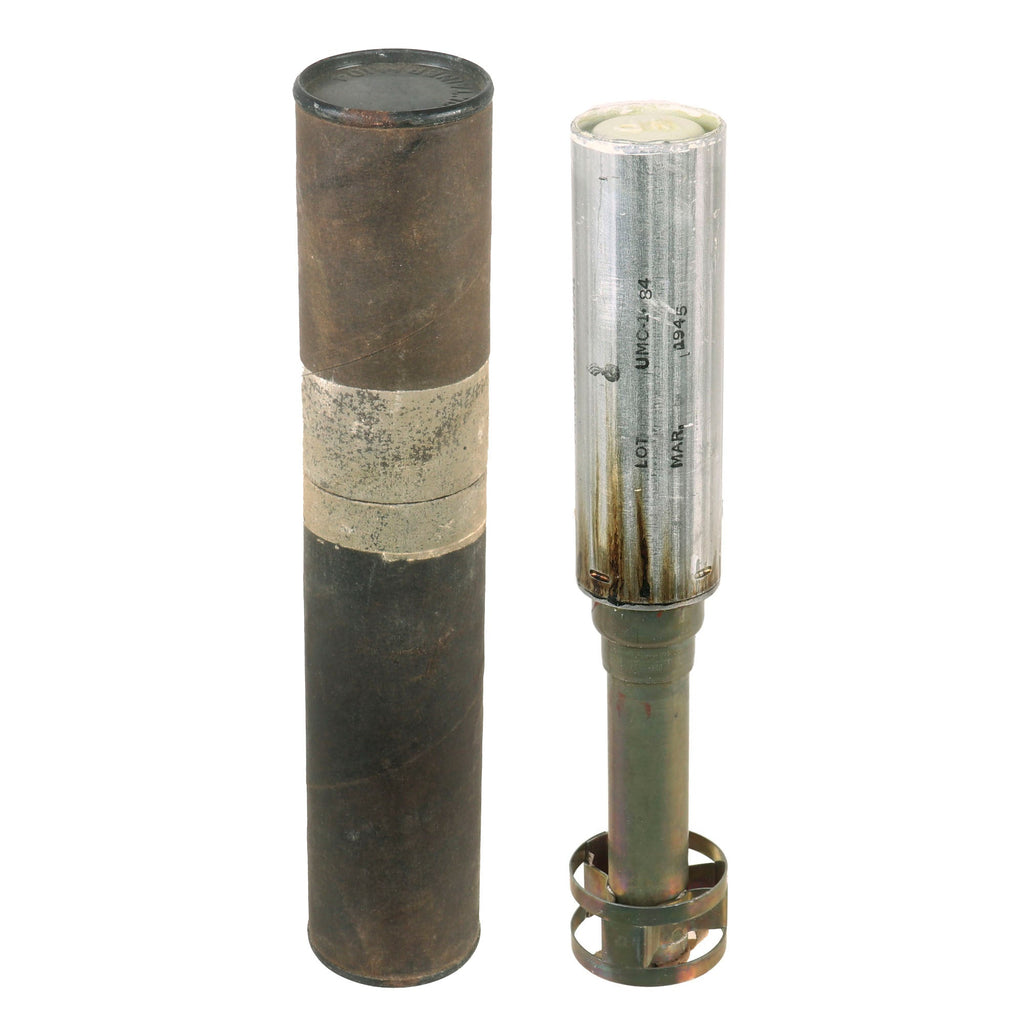 Original U.S. WWII Inert M17A1 Amber Star Signal Parachute Flare in Tube - Dated March 1945 Original Items