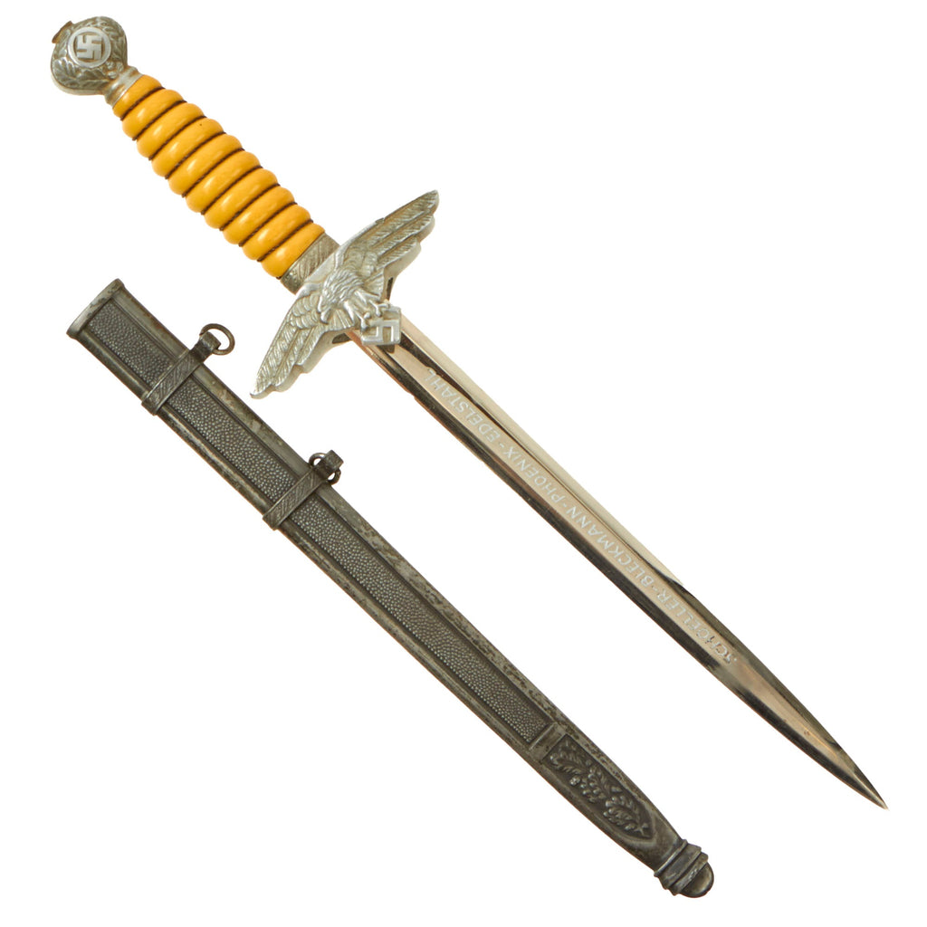 Original WWII German Miniature "Salesman's Sample" 2nd Model Luftwaffe Dagger Marked to Steel Pipe Manufacturer by SMF with Scabbard Original Items