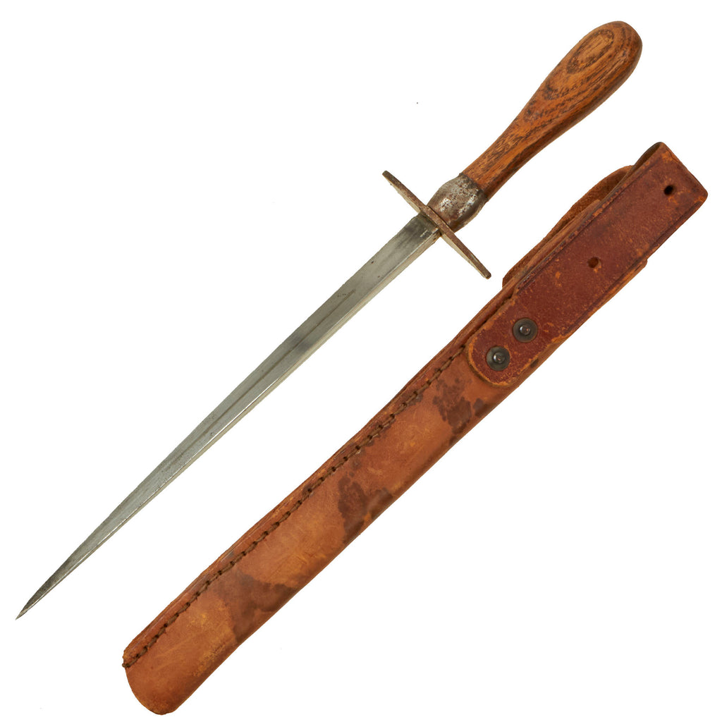 Original U.S. WWII M1917 Trench Knife Blade Turned into Fighting Knife with Scabbard - Theater Made Original Items