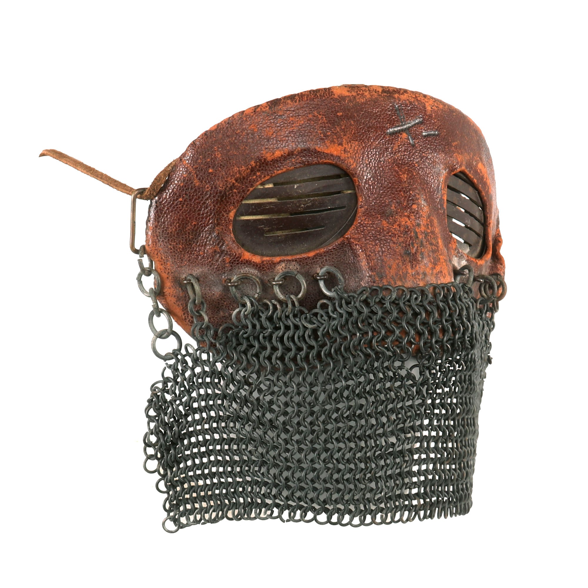 Spatter Mask Entrenched Original British WWI Tanker Leather Covered Splatter Mask with Chainma ...