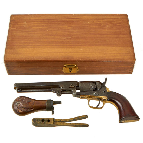 Original U.S. Civil War Cased Colt M1849 Pocket Percussion 6" Barrel Revolver with Cylinder Scene made in 1860 with Accessories - Serial 175338 Original Items