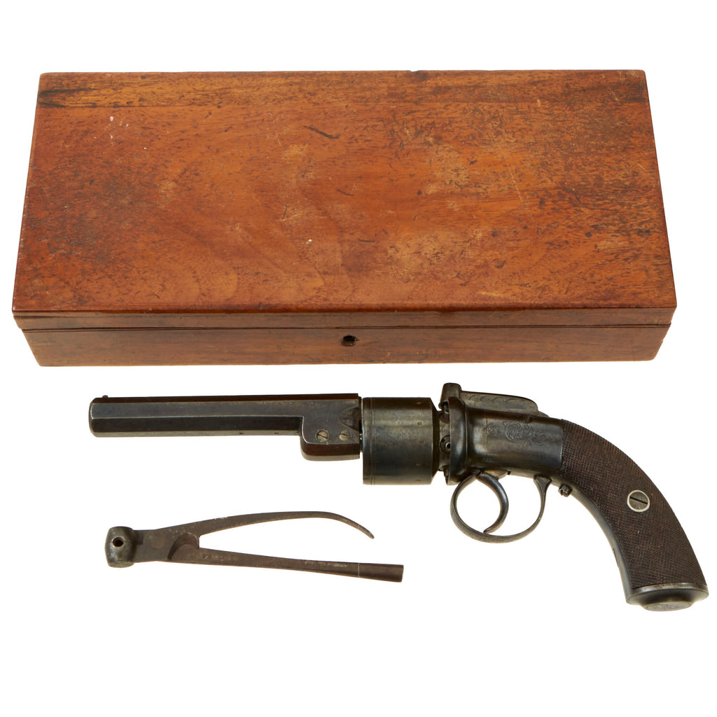 Original British Victorian .38cal Double Action Percussion Revolver in Custom Case with Bullet Mold - Circa 1840 Original Items