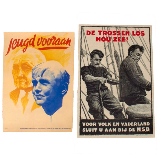 Original Dutch WWII Pair of German Occupation Propaganda Posters - Youth at the Front and 11 x 15¾” & 11¾ x 17¾” Original Items