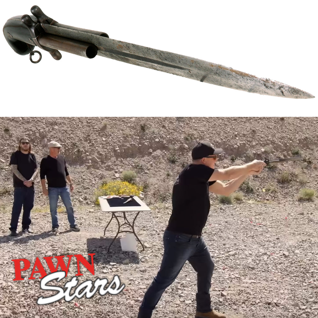 Original 19th Century French Dumonthier Style Double Barrel Percussion Knife Pistol Circa 1840 - As Seen on History Channel Pawn Stars Original Items