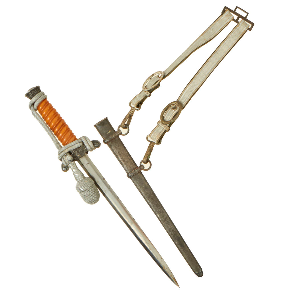 Original German WWII Early Army Heer Officer Dagger by Carl Eickhorn with Scabbard, Hanger, & Portepee - 1935-41 Trademark Original Items