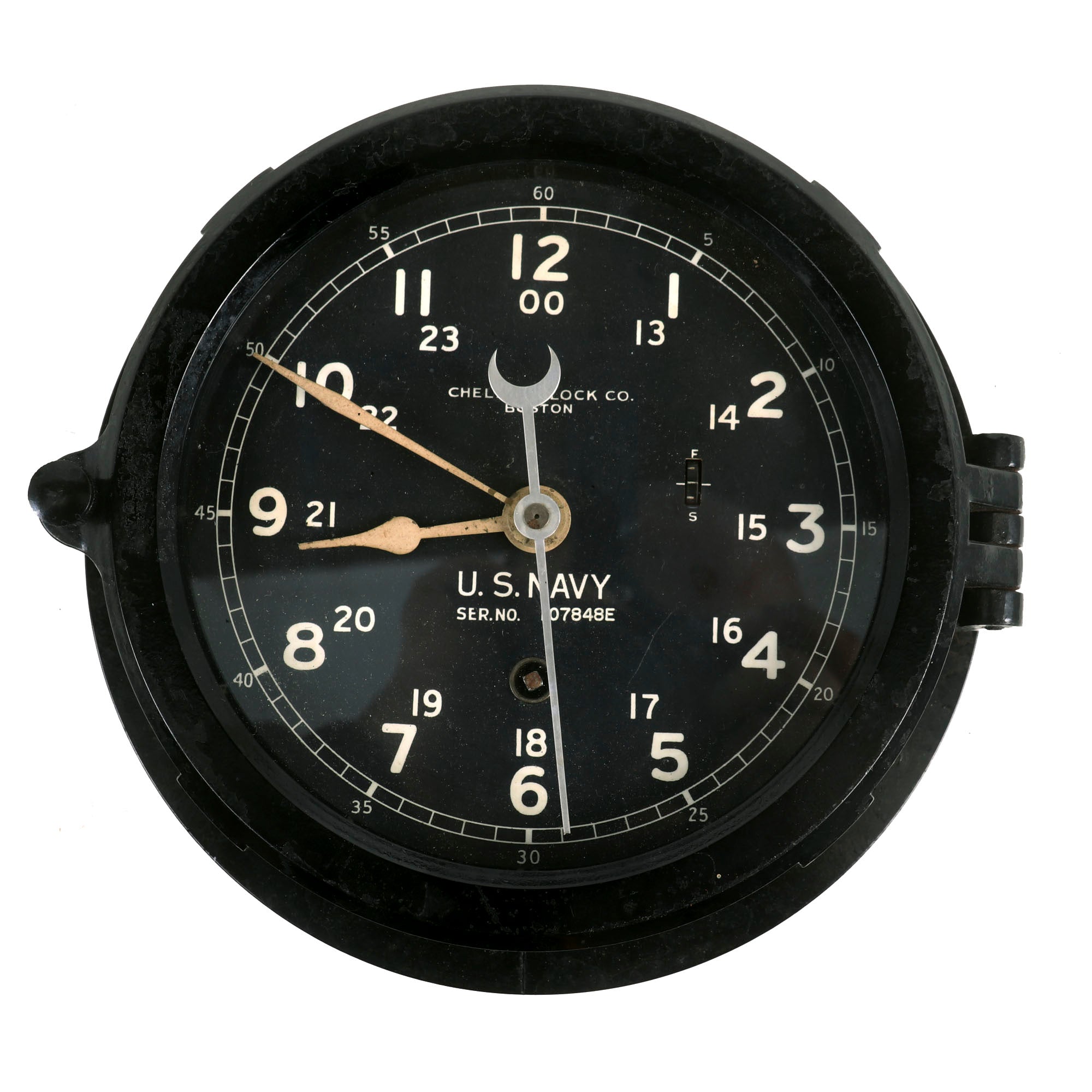Original U.S. WWII US Navy 24 Hour Ship’s Clock by the Chelsea Clock C ...