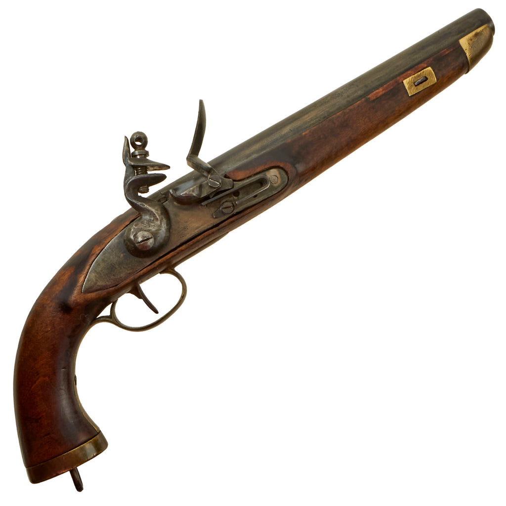 Original Napoleonic Style Belgian Flintlock Naval Pistol with Liège Proof Mark Under Barrel - circa 1820 Original Items