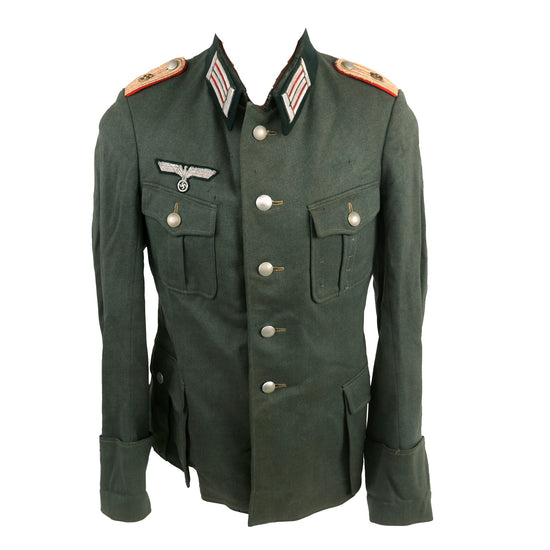 Original German WWII Named Heer Artillery School Leutnant Officer's M36 Field Uniform Tunic - dated 1937 Original Items