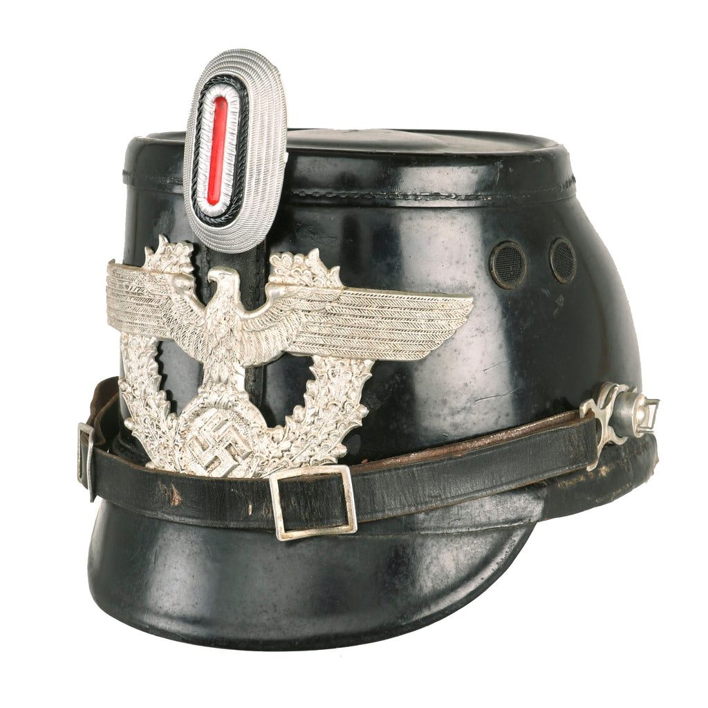 Original German Pre-WWII Early Pattern Metropolitan Police Shako in Black with Cockade & Chinstrap Original Items