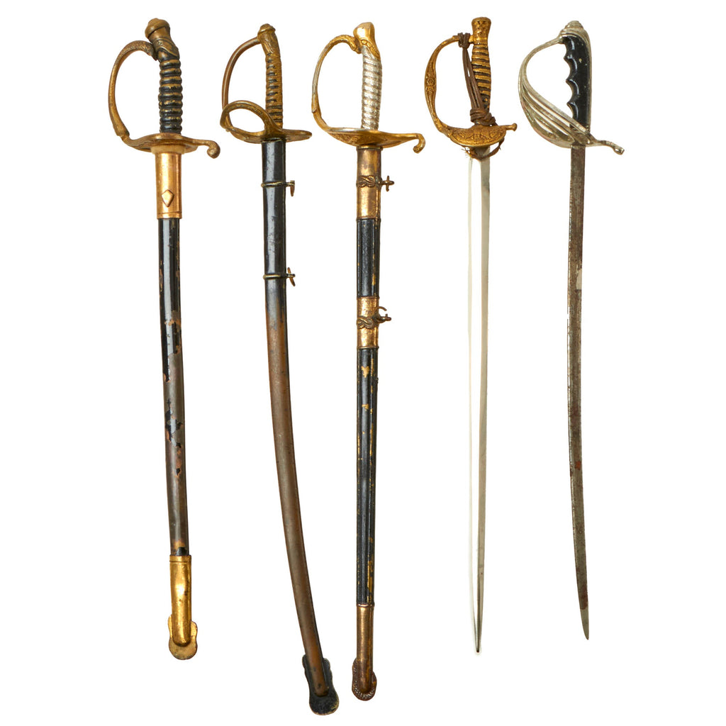 Original 19th Century and WWI High Quality Miniature Swords with Scabbards - Letter Opener Collection of 5 Original Items