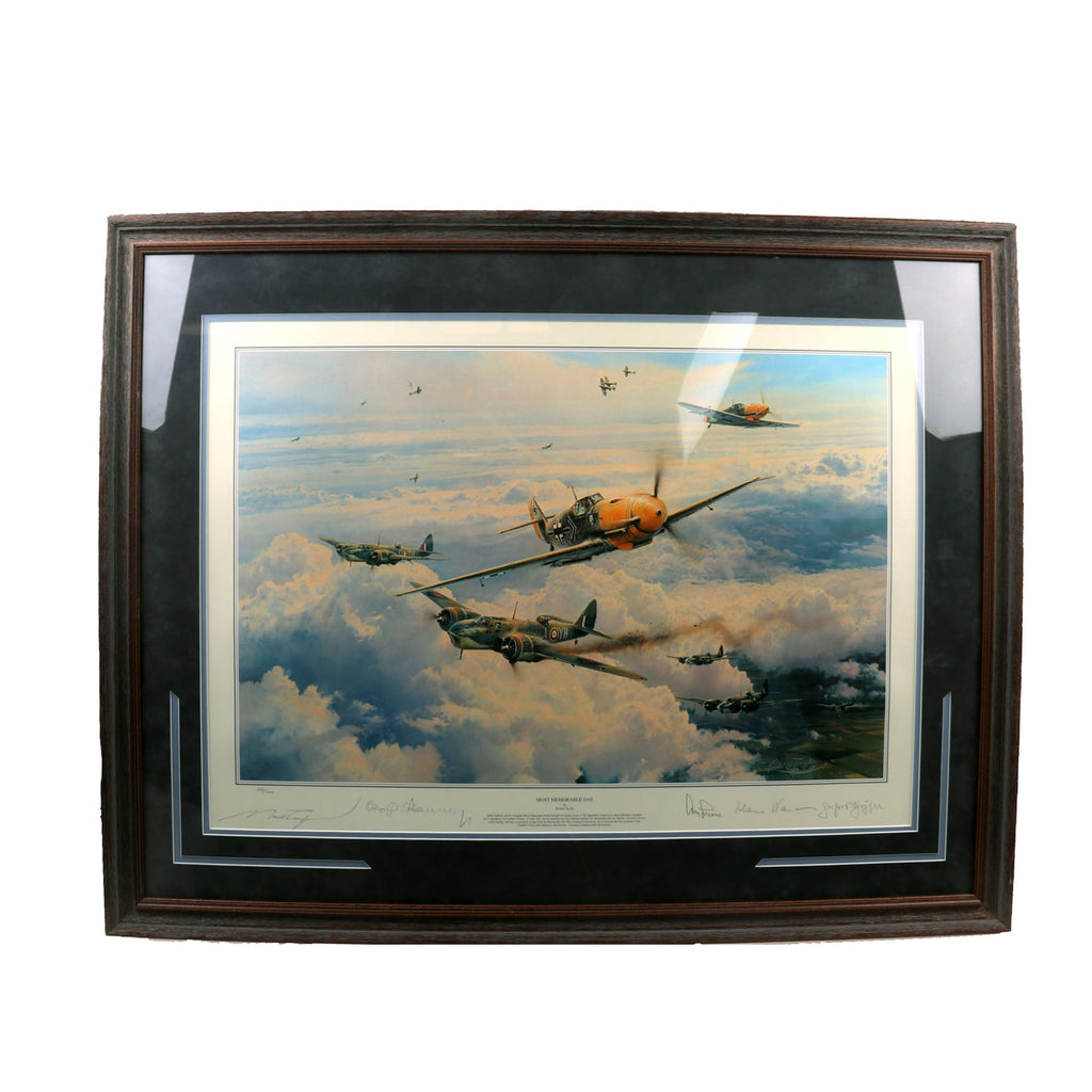 Original Artwork Print: “Most Memorable Day” Painting of The Battleship Tirpitz during Operation Rösselsprung; Signed by Artist and WWII German Kriegsmarine Officers - 38" x 30", in Museum Grade Frame Original Items