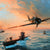 Original Artwork Print: “The Homecoming” Painting of German Luftwaffe Fw190s of JG2 Flying By U-boats; Signed by Artist, 3 German Submariners & 3 German Pilots - 39" x 28", in Museum Grade Frame Original Items