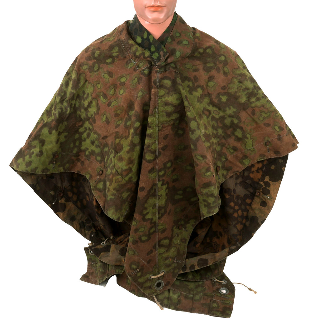 Original Rare German WWII Waffen-SS Zeltbahn Tent Quarter & Poncho in Oak Pattern A Camouflage with Faded RBNr. Markings Original Items