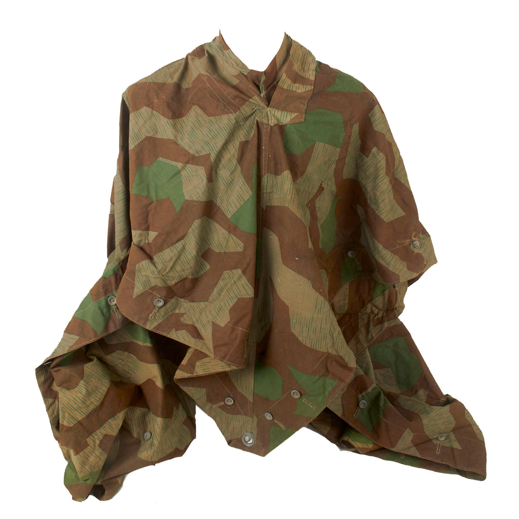 Original German WWII Zeltbahn Tent Quarter & Poncho in Splinter Pattern Reversible Camouflage with (2) Carry Straps by Zimmermann Original Items