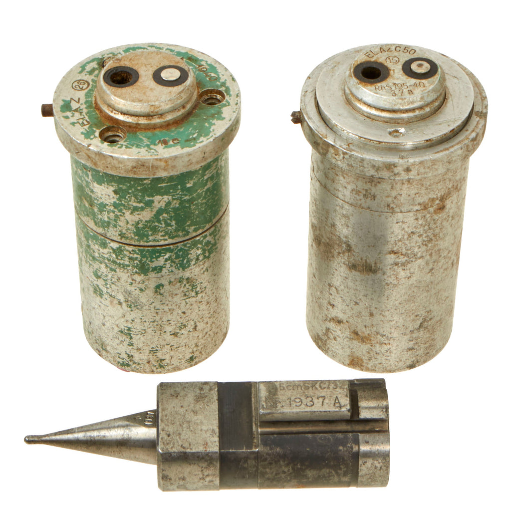 Original German WWII Luftwaffe Set of 2 Electrical Impact Fuses and Firing Pin - Well Marked Original Items