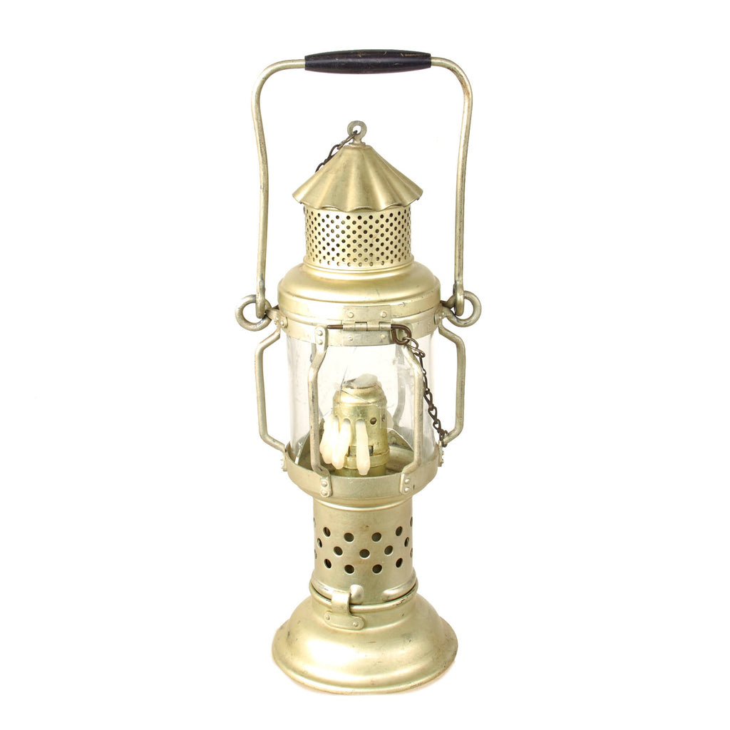 Original German WWII Kriegsmarine Navy Marked Candle Field Lantern - Broken Glass Original Items