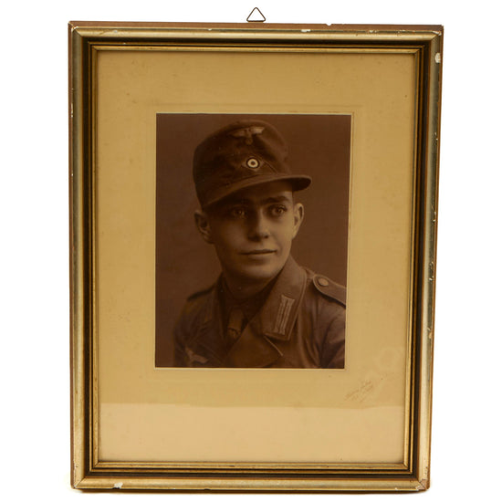 Original German WWII DAK Afrikakorps Enlisted Man Framed Large Portrait Photograph - 13" × 17" Original Items