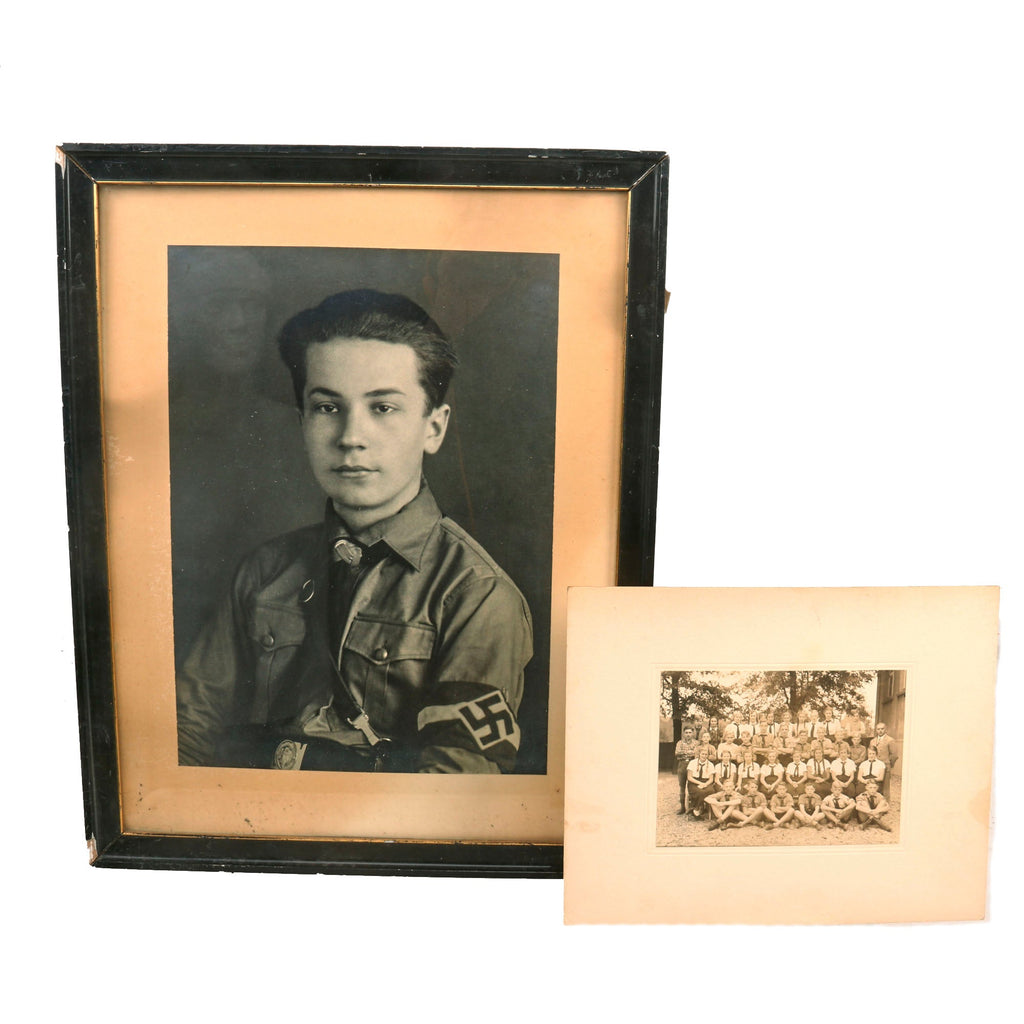 Original German WWII National Socialist Youth Organization Group Photo and Large Personal Portrait Photo - 16 3/4" × 21" Original Items