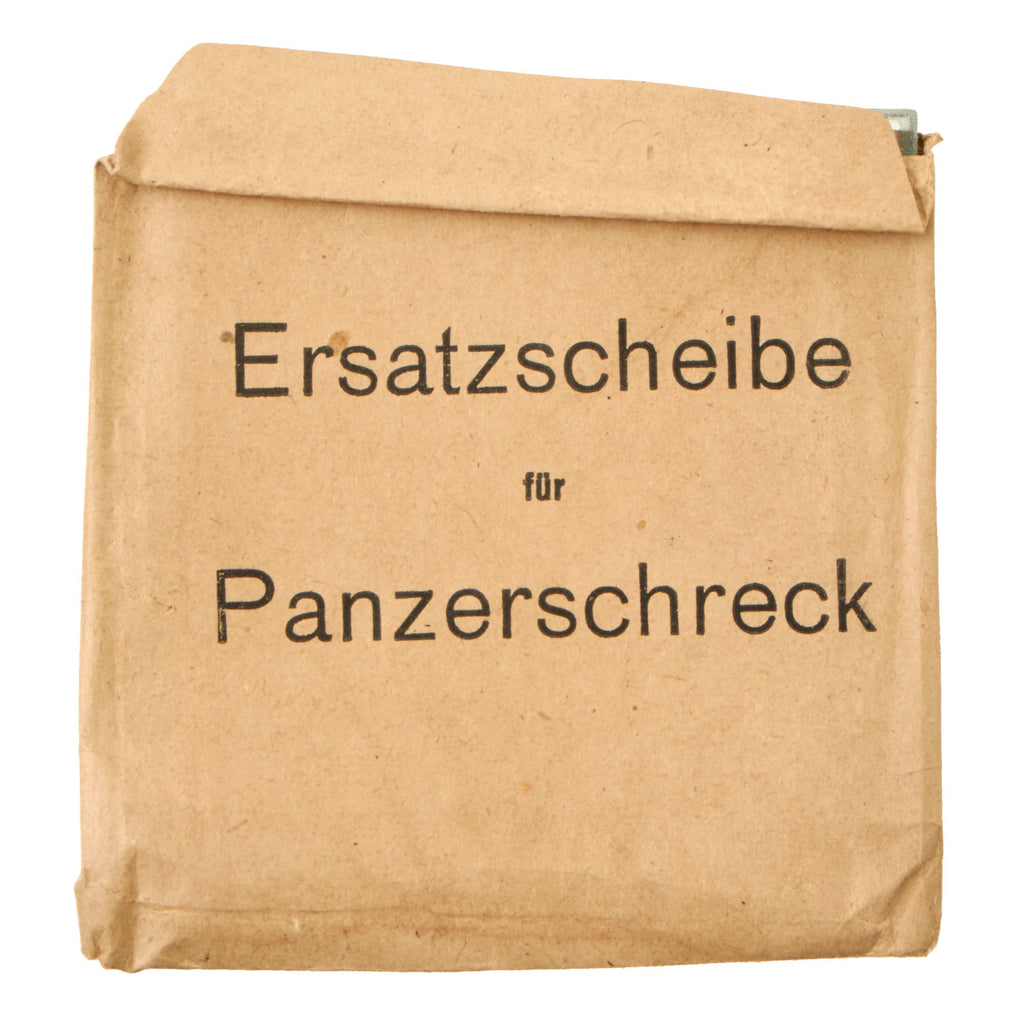 Original German WWII Unissued Replacement Shield Glass Lens in Wrapper for Panzerschreck RPzB 54 Inert Anti-Tank Rocket Launcher Original Items