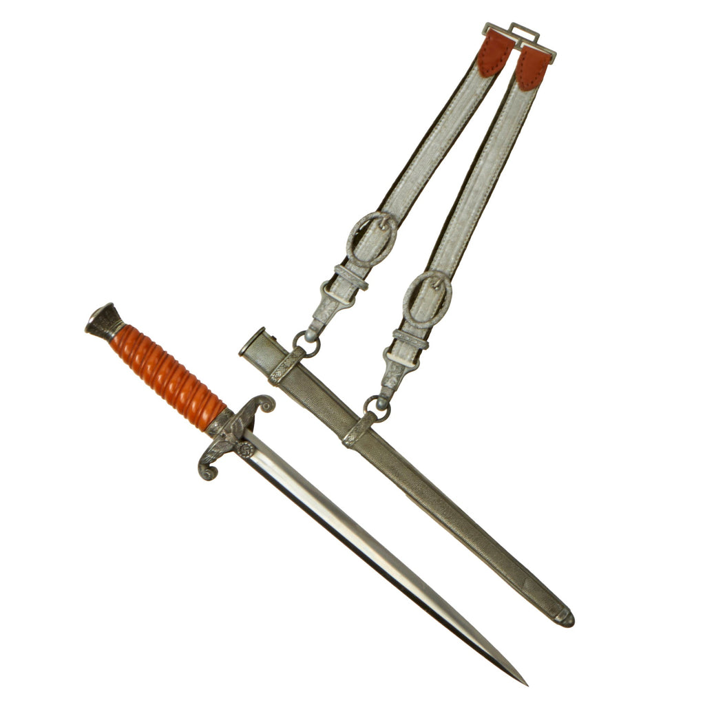 Original Excellent German WWII Early Heer Army Officer Dagger by W.K.C. Waffenfabrik of Solingen with Scabbard & Hanger Original Items