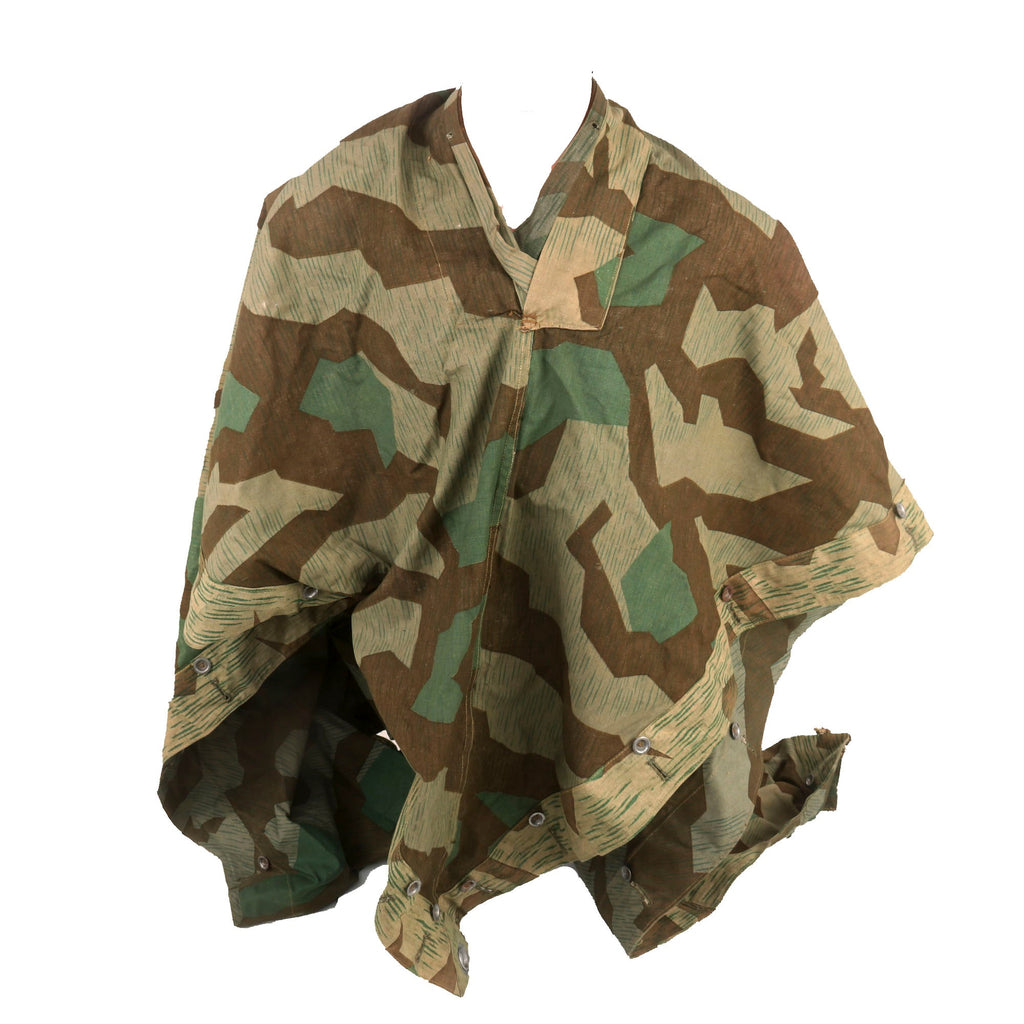 Original German WWII Zeltbahn Tent Quarter & Poncho in Splinter Pattern Reversible Camouflage with RBNr. Number - Dated 1945 Original Items