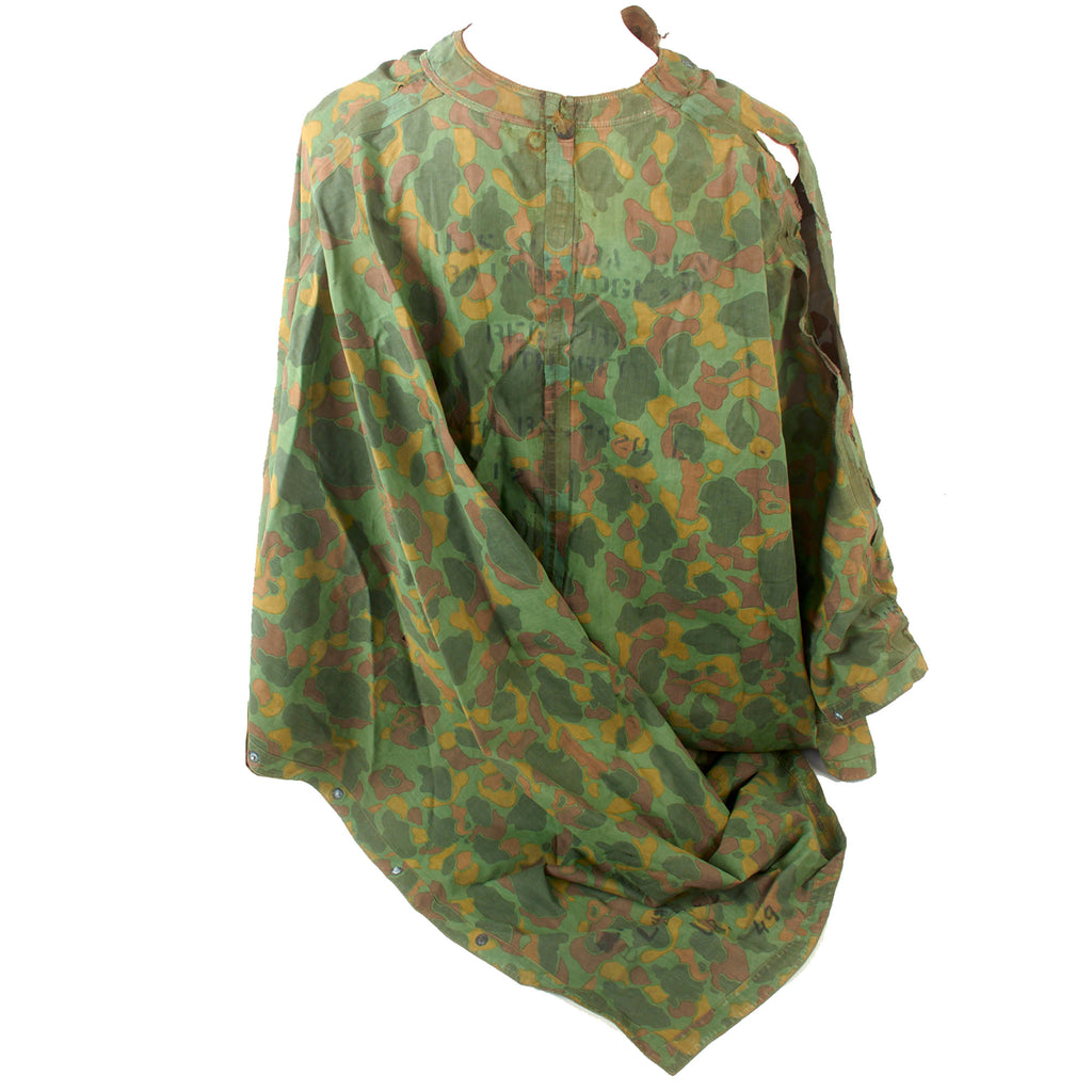 Original U.S. WWII USMC Shelter Half Poncho Marked for U.S. Navy Training Center in Bainbridge, Maryland - Reversible Camouflage