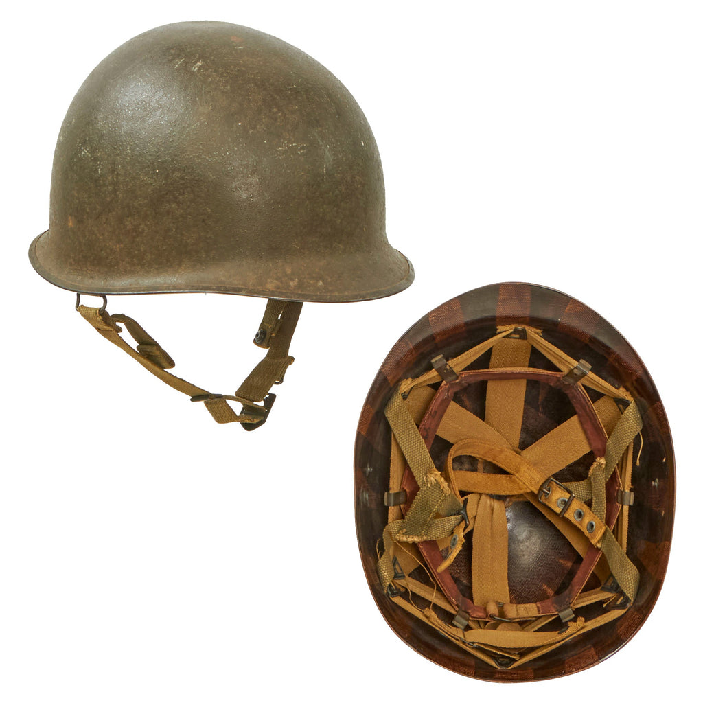 Original U.S. WWII Korean War Named M1 Paratrooper Helmet with Westinghouse Liner Original Items