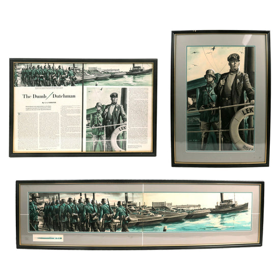 Original U.S. WWII Framed Magazine Article of “The Dumb Dutchman”, Short Story From The Saturday Evening Post: Volume 214, Number 2; July 11, 1942 - With Original Watercolor Artwork by Illustrator John Fleming Gould Original Items