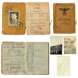 Original German WWII Heer Soldbuch Soldier ID & Payment Book for Eisenbahn Pioneer Werner Bruder with Two Photos