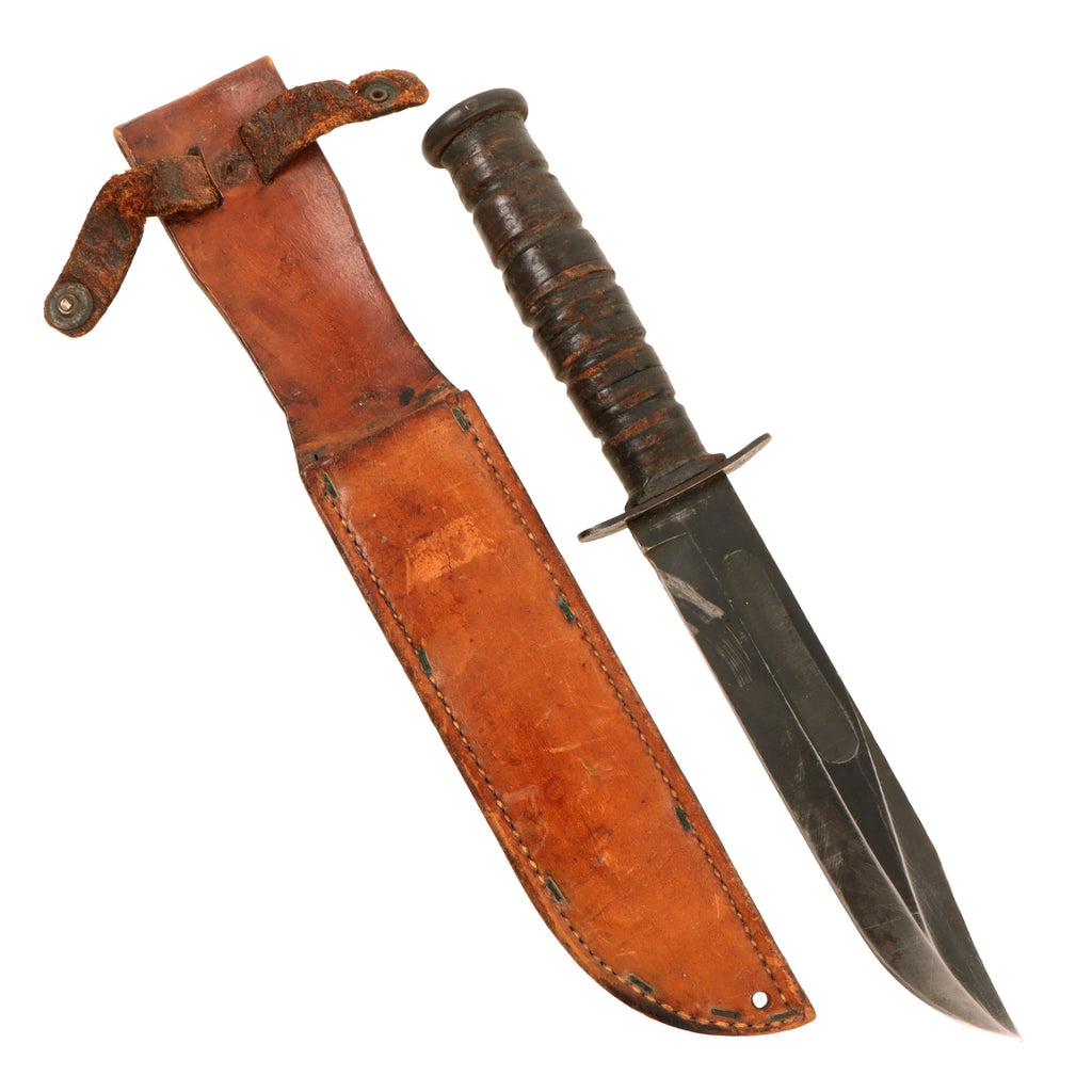 Original U.S. WWII USMC Mark 2 KA-BAR Fighting Knife by CAMILLUS in Leather Sheath Original Items