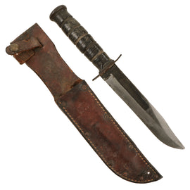Original U.S. WWII USMC Mark 2 KA-BAR Fighting Knife by CAMILLUS in Leather Sheath