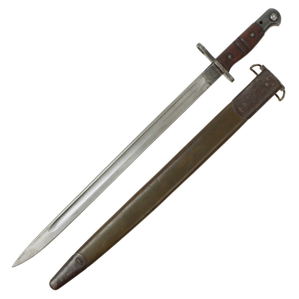 Original U.S. WWI M1917 Enfield Rifle & Trench Gun Bayonet by Winchester with Scabbard - Dated 1917 Original Items