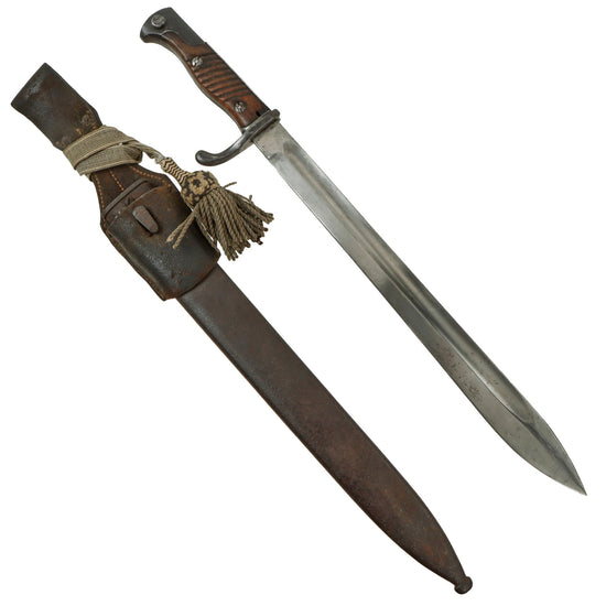 Original German WWI M1898/05 n/A Butcher Bayonet by Alexander Coppel with Scabbard, Frog and Troddel Knot - Dated 1915 Original Items