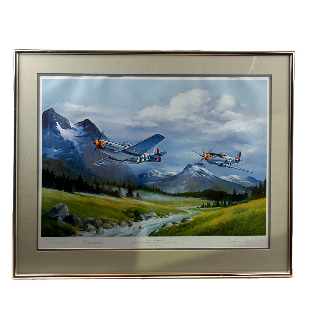 Original Signed Limited Edition Print: Framed “The Last Mission” by Chuck Long Signed by Chuck Yeager and Bud Anderson - 41/1950 - 27⅛ x 34¼” Original Items