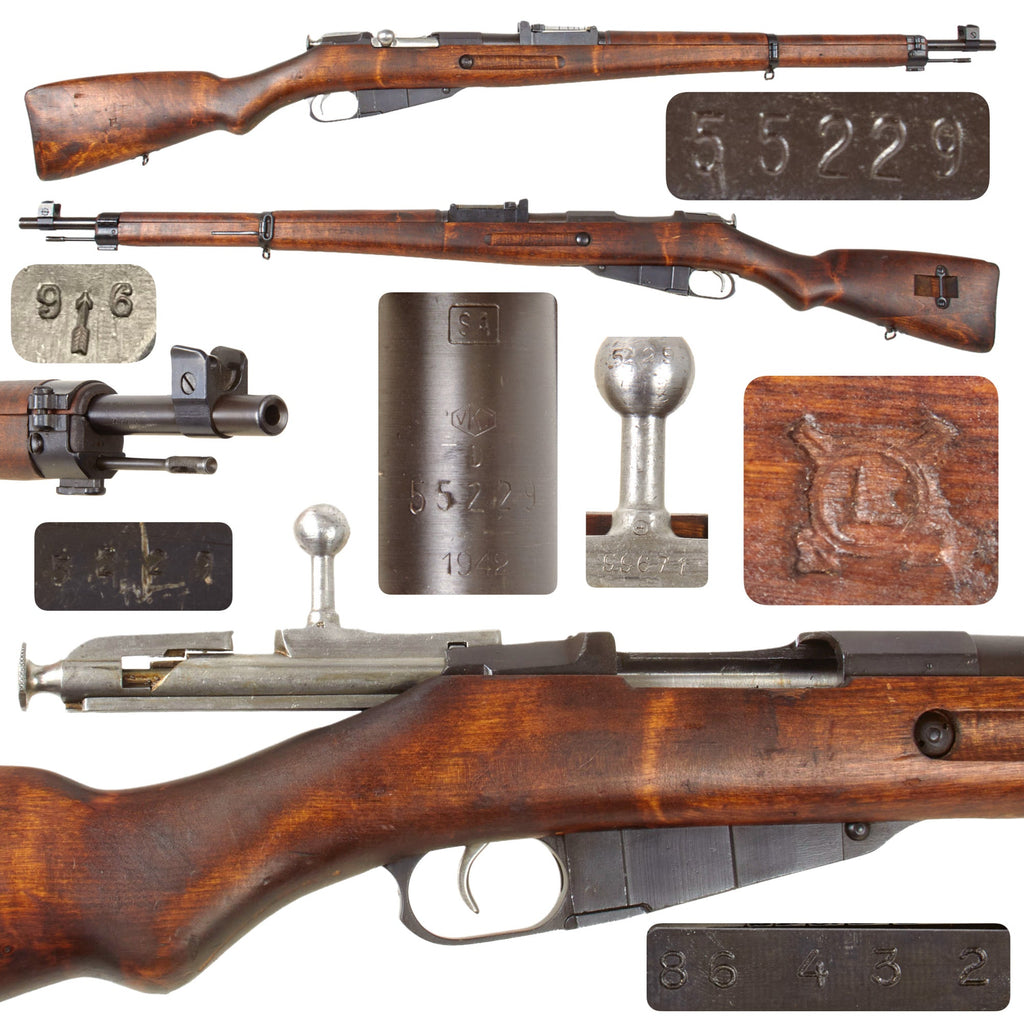 Original Antique Finnish Continuation War Model M/39 Mosin-Nagant Rifle Serial 55229 with 1942 Dated VKT Barrel - Sestroretsk Receiver Dated 1896 Original Items