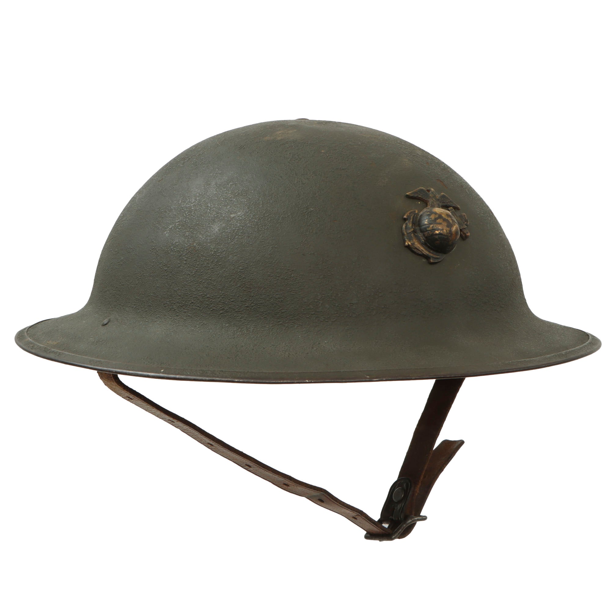 Original U.S. WWII USMC M1917 Helmet with Custom-Altered Chinstrap