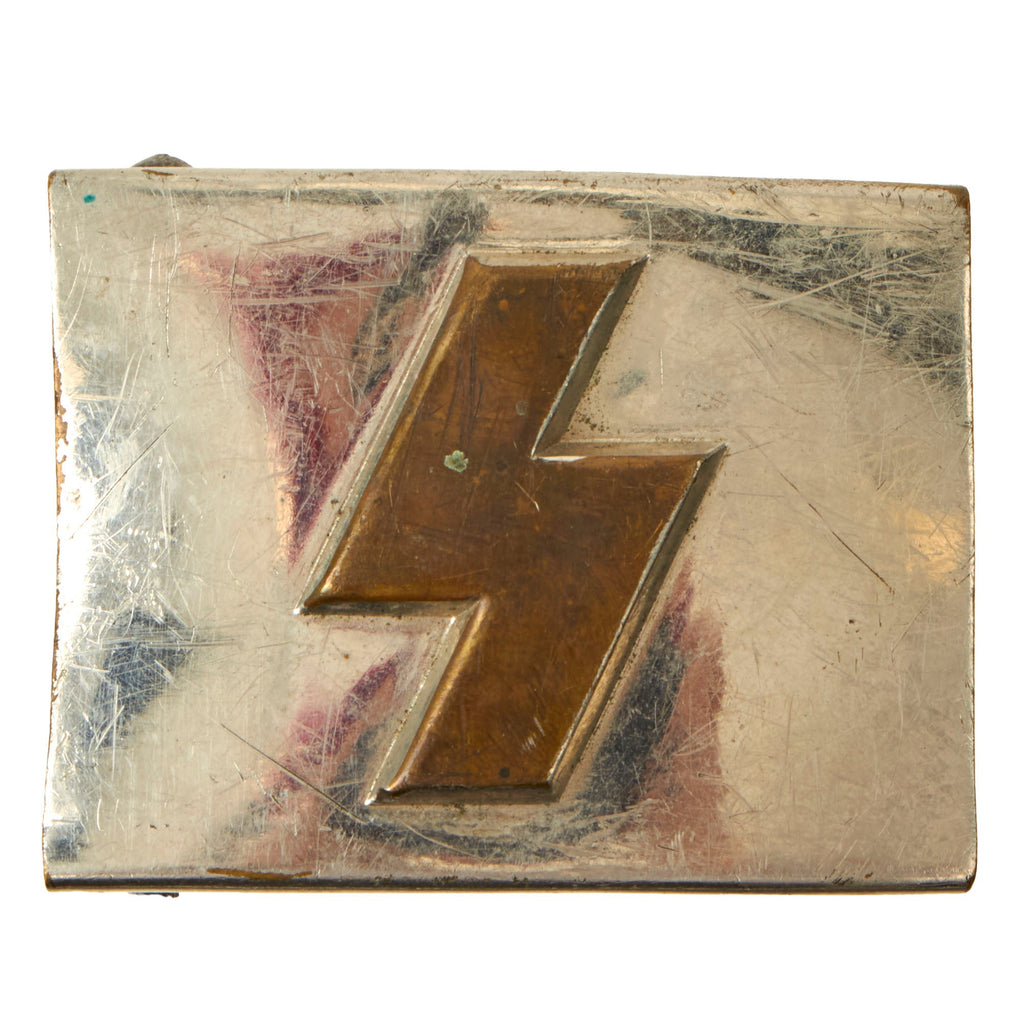 Original German WWII HJ Deutches Jungvolk DJ Single Rune Plated Brass Belt Buckle by Max Haufe - RZM KH31 H Original Items