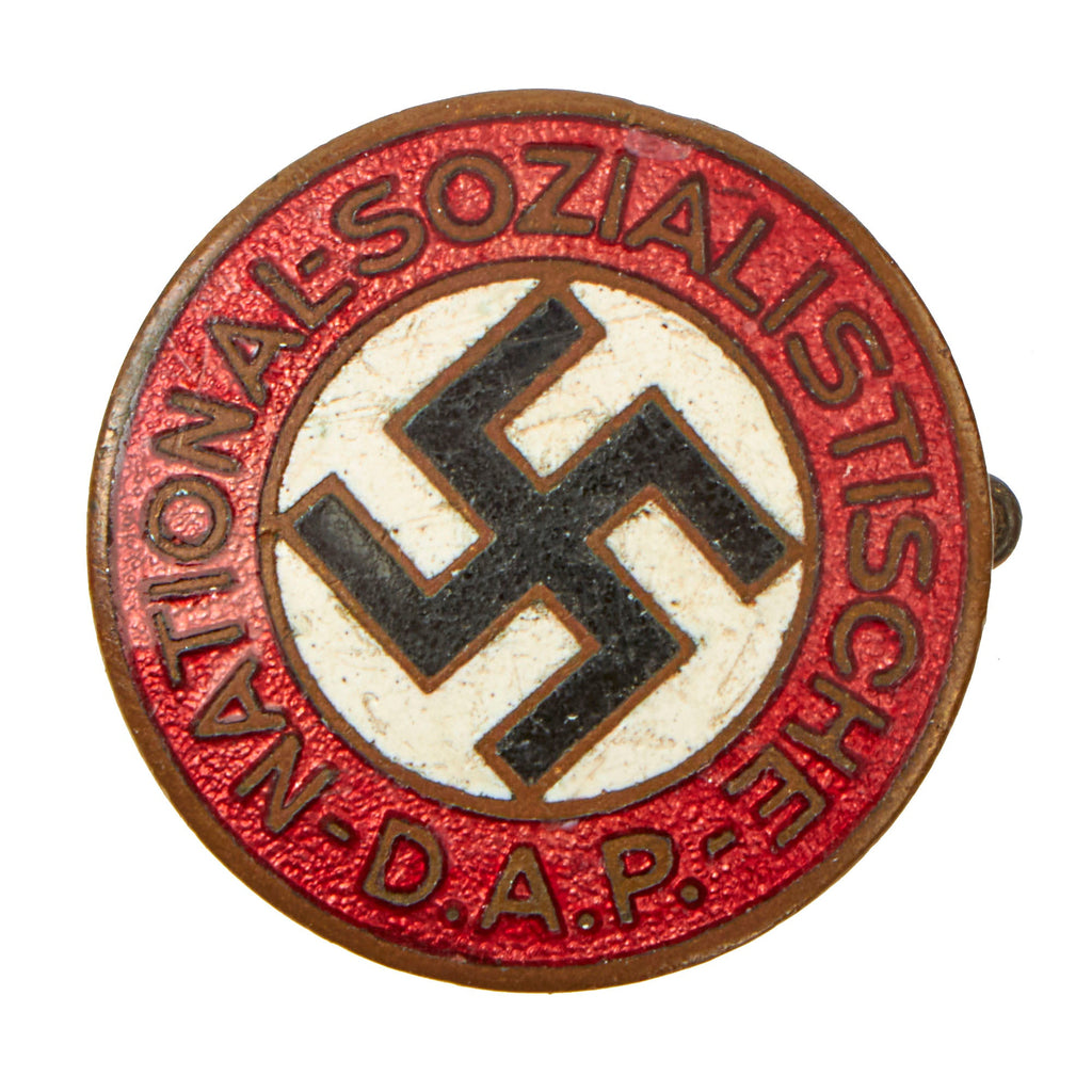 Original German WWII NSDAP Party Enamel Membership Badge Pin - Ges. Gesch. Marked Original Items