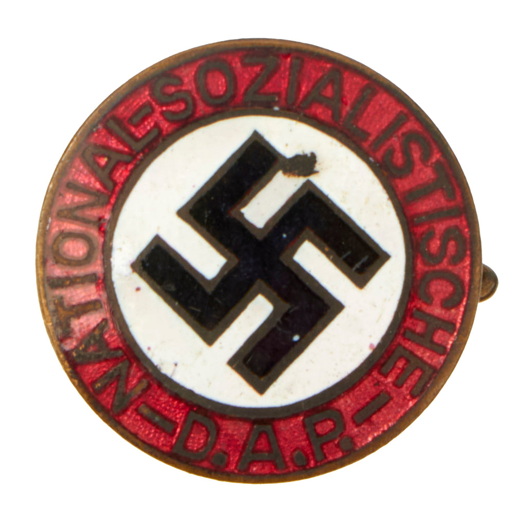 Original German WWII Early NSDAP Party Enamel Membership Badge Pin - Ges. Gesch. Marked Original Items