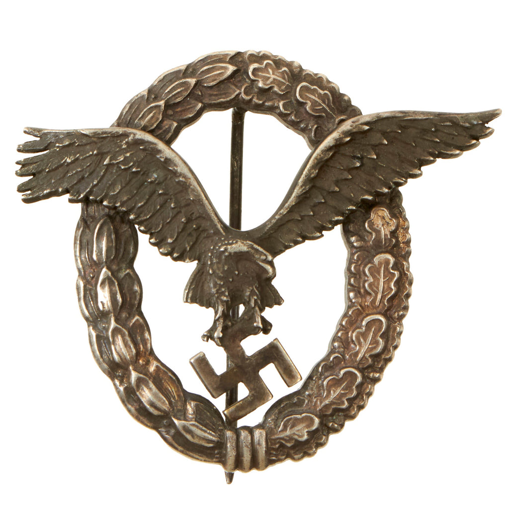 Original German WWII Early Tombak Luftwaffe Pilot's Badge by C.E. Juncker Berlin - Flugzeugführerabzeichen Original Items