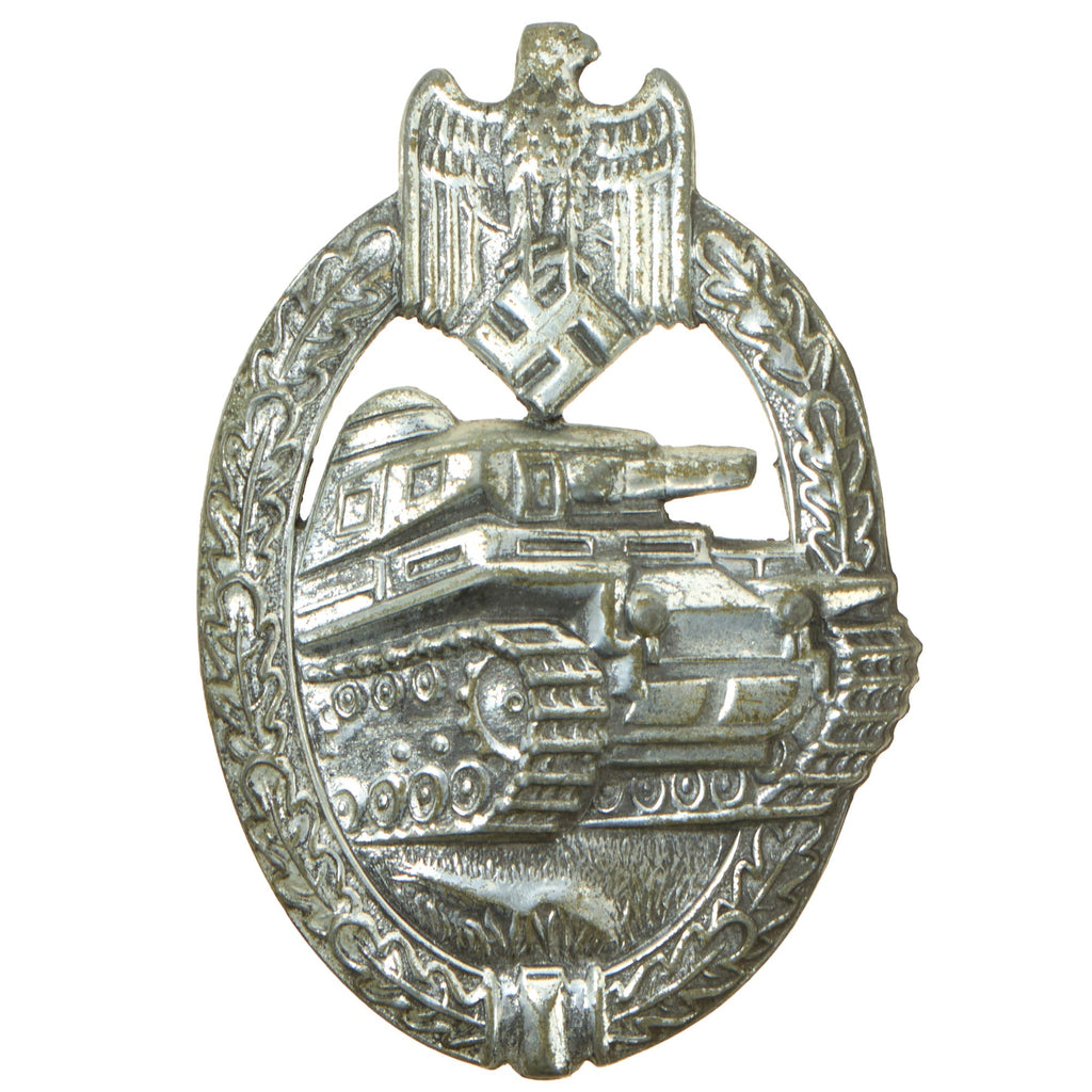 Original German WWII Silver Grade Panzer Assault Tank Badge by Rudolf Karneth of Gablonz Original Items