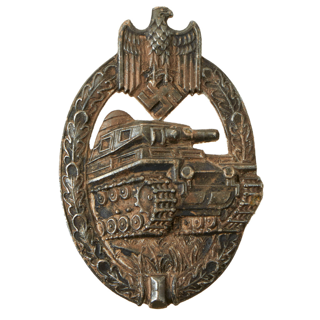 Original German WWII Panzer Assault Tank Badge by A. D. Schwerdt of Stuttgart - Bronze Grade Original Items
