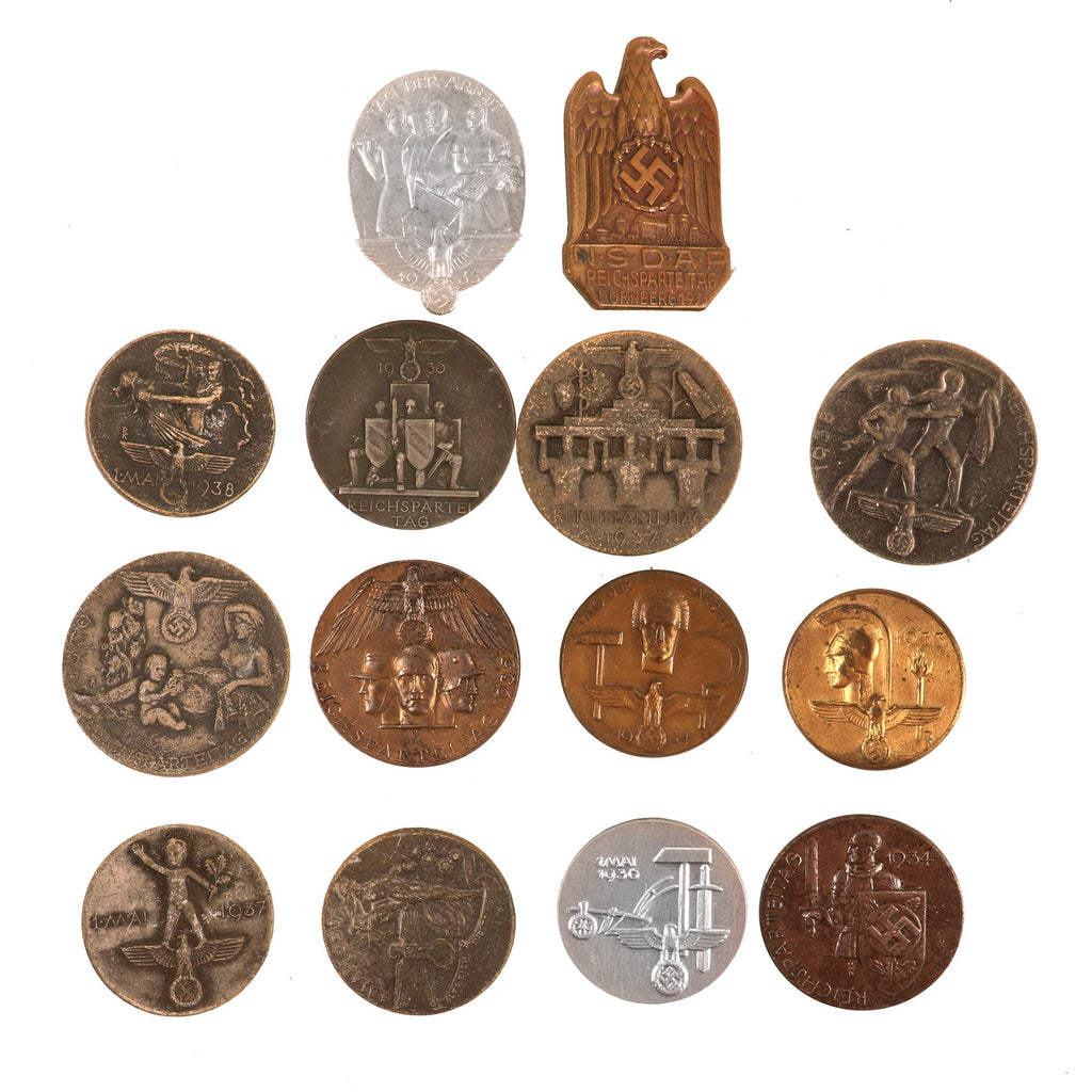 Original German WWII USGI Bring Back Large Tinnie Event Badge Grouping - 14 Items Original Items