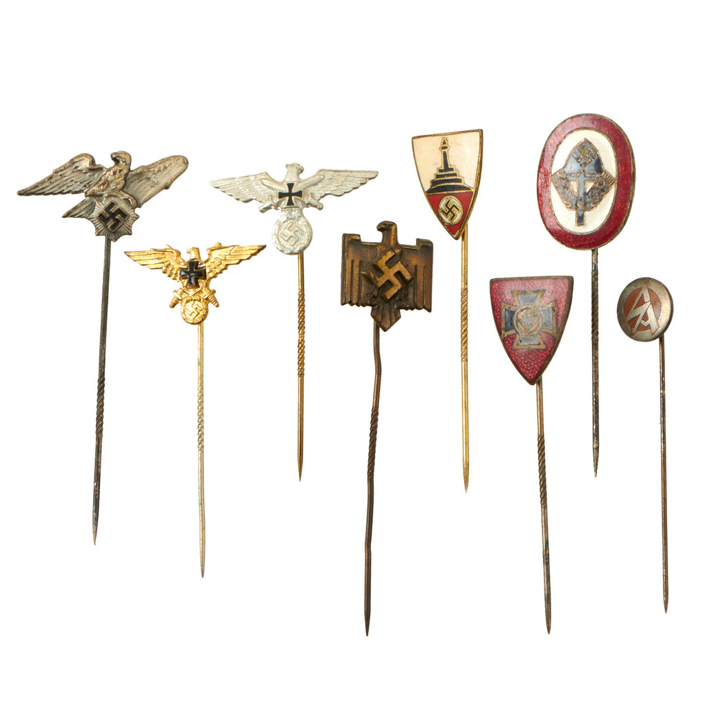 Original German WWII USGI Bring Back Organization and Donation Stickpin Grouping - 8 Items Original Items
