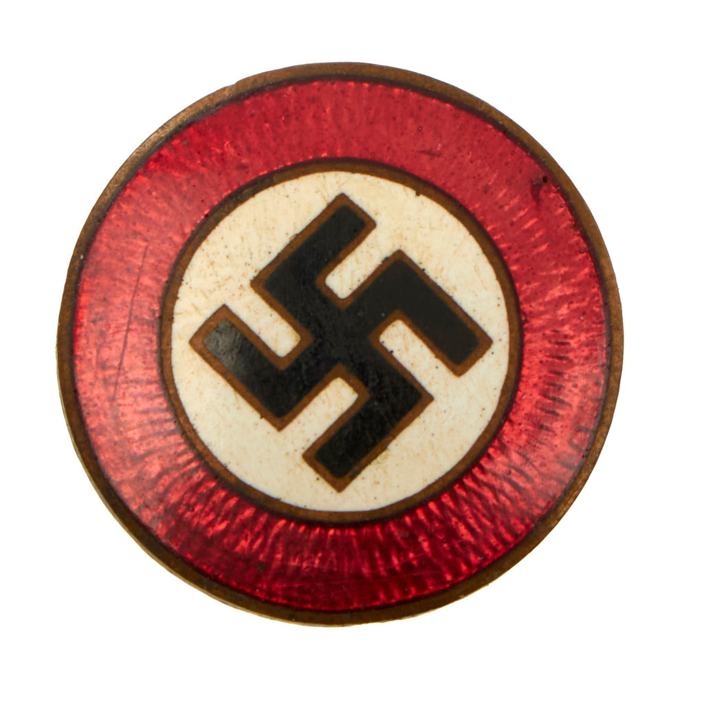 Original German WWII NSDAP Party Enamel 19mm Membership Badge - Textless Version Original Items